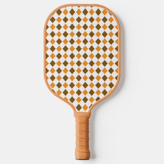 Bruin retro diamantpatroon pickleball paddle (Voorkant)