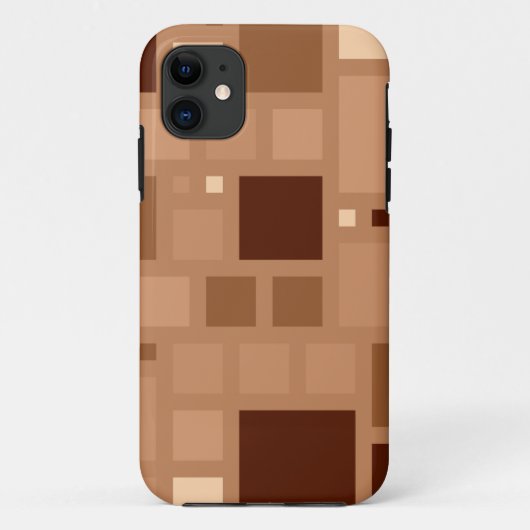 Bruin Retro Modern Squares Patroon Case-Mate iPhone Case (Achterkant)