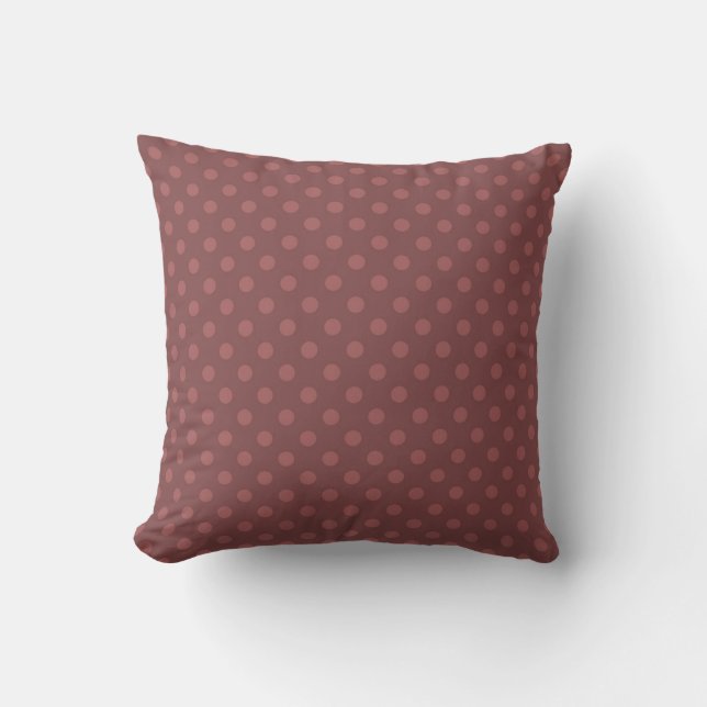 Bruin, retro, polka dot, bruine polka dot kussen (Voorkant)