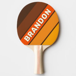Bruin Retro Vet Gestreept met Naam Tafeltennisbatje