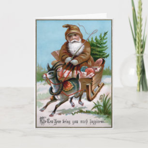 bruin Robed Santa Holiday Kaart