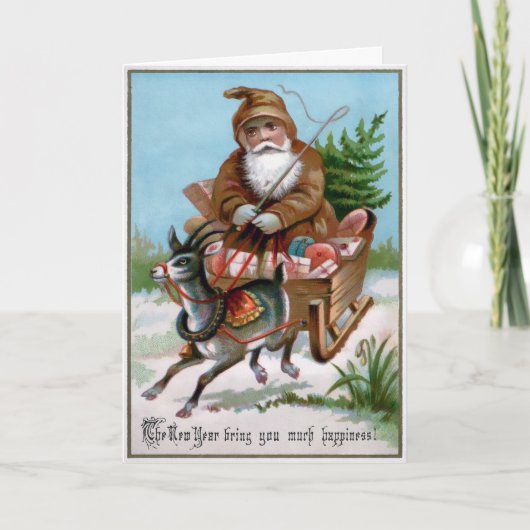 bruin Robed Santa Holiday Kaart (Voorkant)