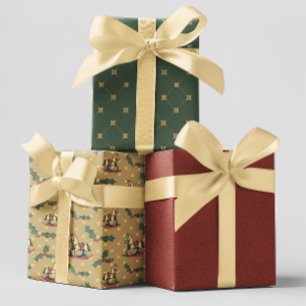 Bruin  Rocking Horse Holly Christmas Inpakpapier Vel