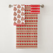 Bruin Rode Kerst Gingerbread Patroon Bad Handdoek (Insitu)