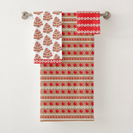 Bruin Rode Kerst Gingerbread Patroon Bad Handdoek