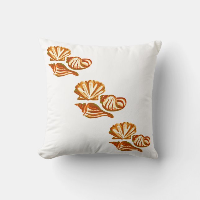 Bruin Rode Seashells Kussen (Voorkant)
