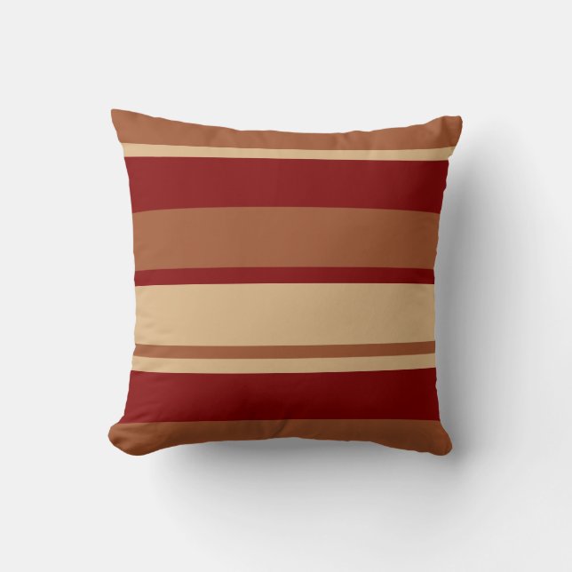 Bruin Rode Tan Stripe Pillow Kussen (Voorkant)