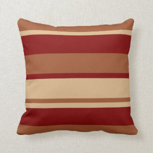 Bruin Rode Tan Stripe Pillow Kussen