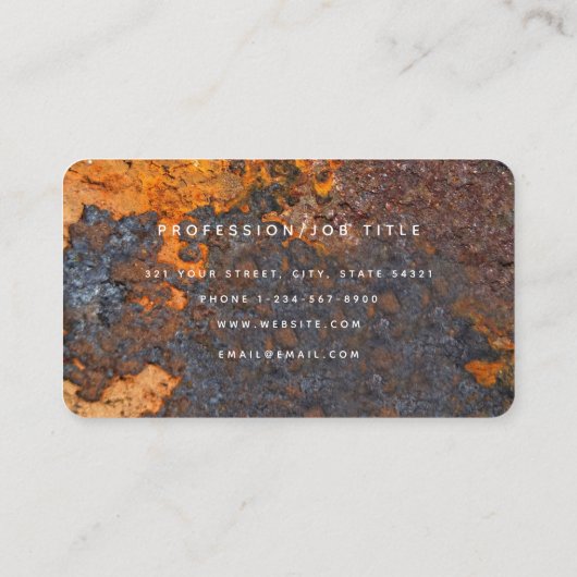 Bruin Roest Metaal Textuur Monogram Initiaal Visitekaartje (Achterkant)