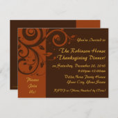 bruin, roest omgekeerde werveling feestuitnodiging kaart (Voorkant / Achterkant)