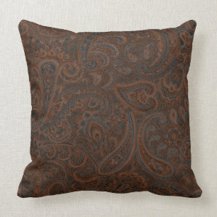 Bruin & Roest Rood  Bloemen Paisley Patroon Kussen