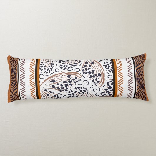 Bruin, Roest, Zwart Dier Prints Grafiek Lichaamskussen (Achterkant)