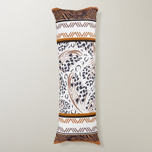 Bruin, Roest, Zwart Dier Prints Grafiek Lichaamskussen (Voorkant Verticaal)