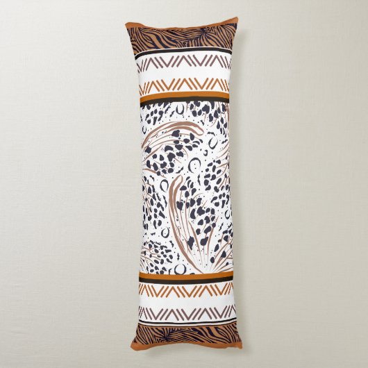 Bruin, Roest, Zwart Dier Prints Grafiek Lichaamskussen (Achterkant (Verticaal))