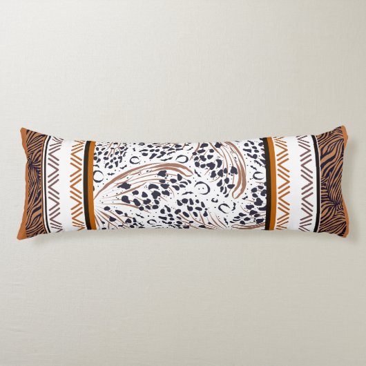 Bruin, Roest, Zwart Dier Prints Grafiek Lichaamskussen (Voorkant)