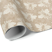 Bruin  roestbijenpatroon cadeaupapier (Rol Hoek)