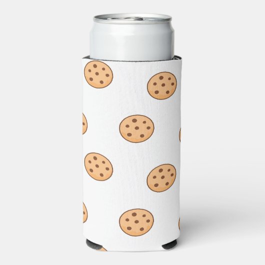 Bruin rond koekenpatroon op wit seltzer blikjeskoeler (Seltzer Achterkant)