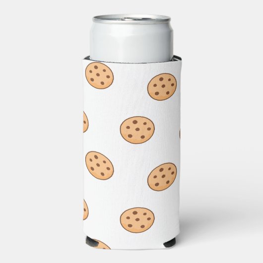 Bruin rond koekenpatroon op wit seltzer blikjeskoeler (Seltzer Voorkant)