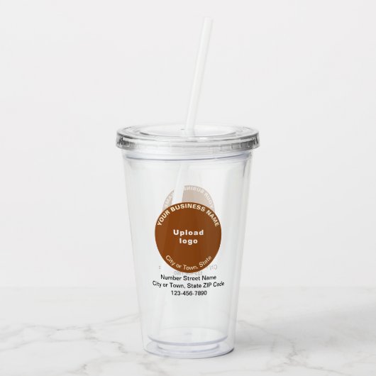 Bruin Rond Zakelijk Merk op Acryl Tumbler Acryl Drinkbeker (Achterkant)