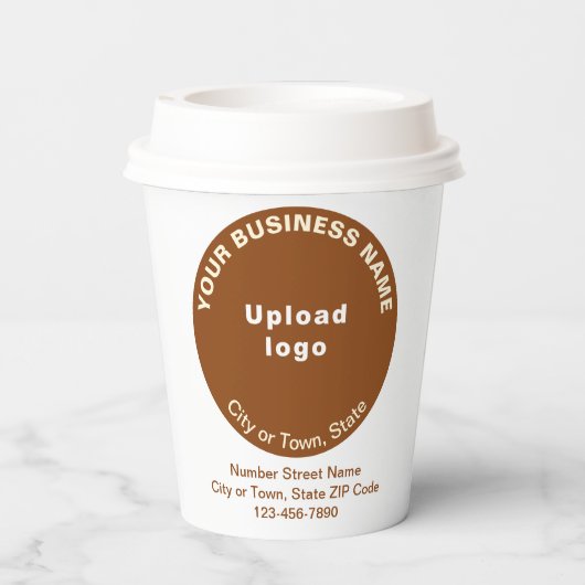 Bruin-ronde vormgeving bedrijfsmerk op papier papieren bekers (Achterkant)