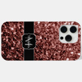 Bruin rood faux glitter fonkelt Monogram Case-Mate iPhone Case (Achterkant (horizontaal))