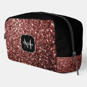 Bruin rood faux glitter fonkelt zwart Monogram Toilettasje