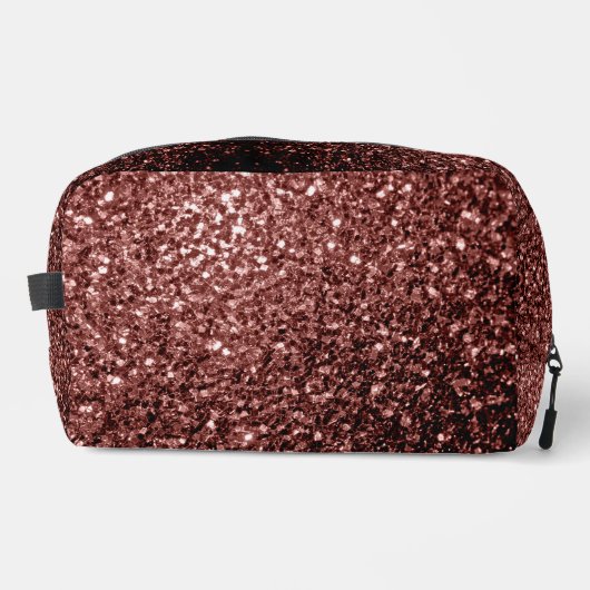 Bruin rood faux glitter schittert toilettasje (Voorkant)