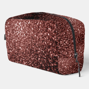 Bruin rood faux glitter schittert toilettasje