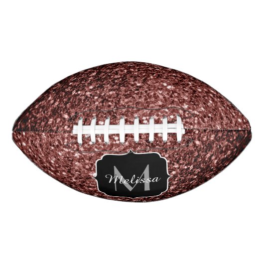 Bruin rood faux glitter sparkle Monogram naam American Football (Voorkant)