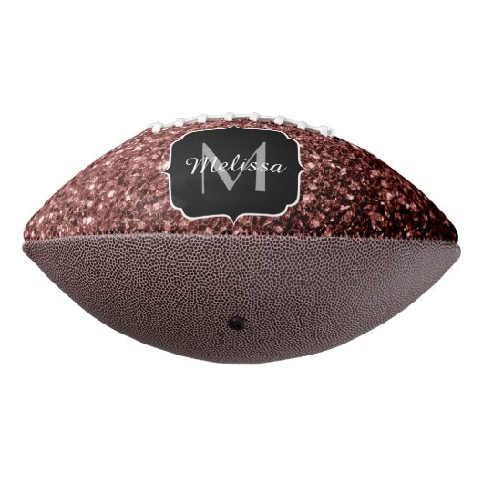 Bruin rood faux glitter sparkle Monogram naam American Football (Gedraaid 270)