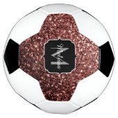 Bruin rood faux glitter sparkle Monogram naam Voetbal (Gedraaid)