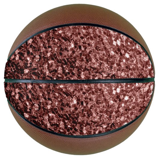 Bruin rood faux glitter sprankelt bling basketbal (Voorkant)