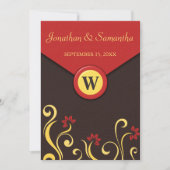 Bruin Rood Geel Bloemen Swirls Bruiloft Nodigt 7x5 Kaart (Voorkant)