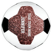 Bruin rood glitter sparkles Jouw naam Team Voetbal (Gedraaid)