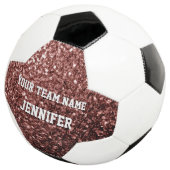 Bruin rood glitter sparkles Jouw naam Team Voetbal (Drie kwart)