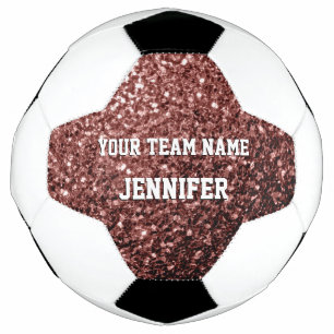 Bruin rood glitter sparkles Jouw naam Team Voetbal