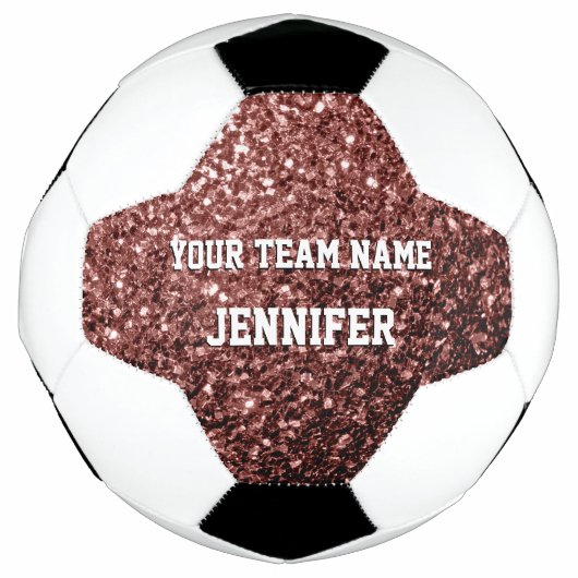 Bruin rood glitter sparkles Jouw naam Team Voetbal (Voorkant)
