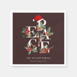 Bruin Rood Groen Wit-wit kerstfeest Servet