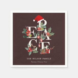 Bruin Rood Groen Wit-wit kerstfeest Servet