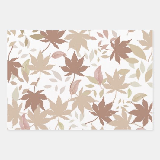 Bruin rood herfst bloemblaadjes Y2K patroon Inpakpapier Vel (Voorkant 3)