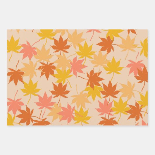 Bruin rood herfst bloemblaadjes Y2K patroon Inpakpapier Vel (Voorkant 2)