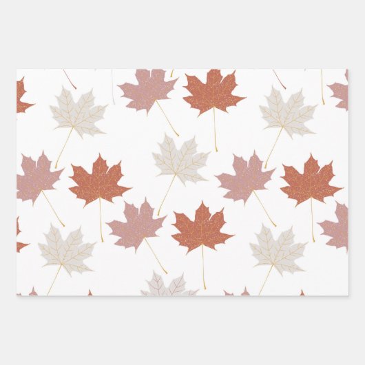 Bruin rood herfst bloemblaadjes Y2K patroon Inpakpapier Vel (Voorkant)