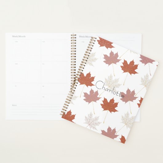 Bruin rood herfst bloemblaadjes Y2K patroon Planner (Display)