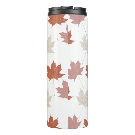 Bruin rood herfst bloemblaadjes Y2K patroon Thermosbeker (Achterkant)