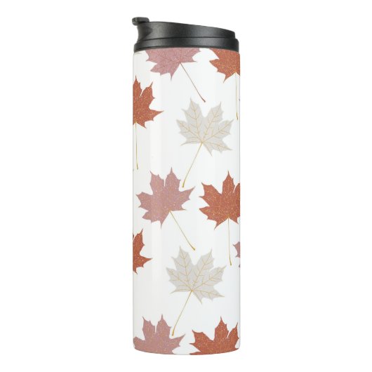 Bruin rood herfst bloemblaadjes Y2K patroon Thermosbeker (Geroteerd rechts)