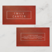 Bruin rood leder visitekaartje (Voorkant / Achterkant)