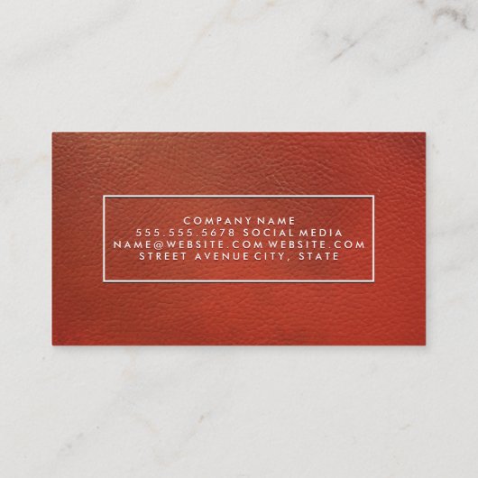 Bruin rood leer visitekaartje (Achterkant)
