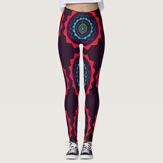 Bruin, rood Mandala Legging (Voorkant)