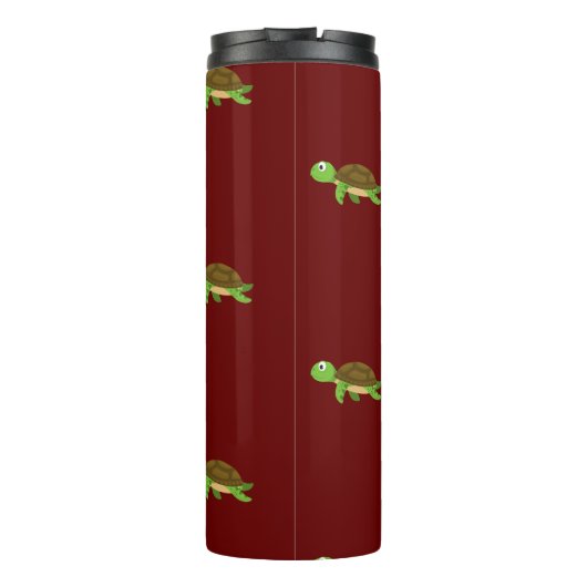 Bruin Rood Moderne Schildpad Tumbler Thermosbeker (Achterkant)