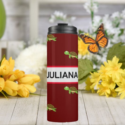 Bruin Rood Moderne Schildpad Tumbler Thermosbeker